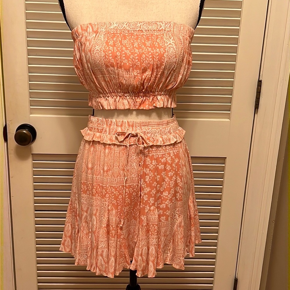 93. Blue B Collection Bandeau and Skirt in Paisley Print